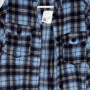 Forever 21 Navy and Light Blue Plaid Shirt